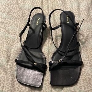 NEW FRAME Le Braxton Sandal Strappy Black Leather Women's size 10 MSRP $398